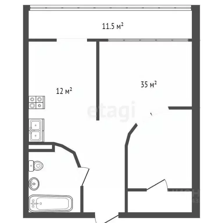 1-к кв. Санкт-Петербург ул. Типанова, 27/39 (60.0 м) - Фото 1