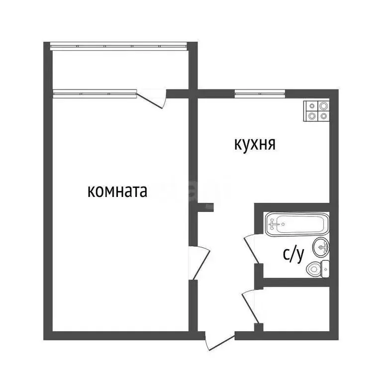 1-комнатная квартира: Курган, улица Кравченко, 94 (32.9 м) - Фото 0