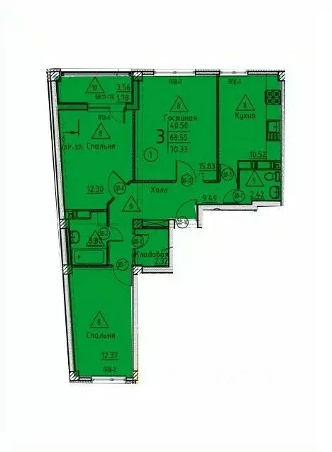 3-к кв. Пензенская область, Пенза ул. Генерала Глазунова, 11 (70.33 м) - Фото 1