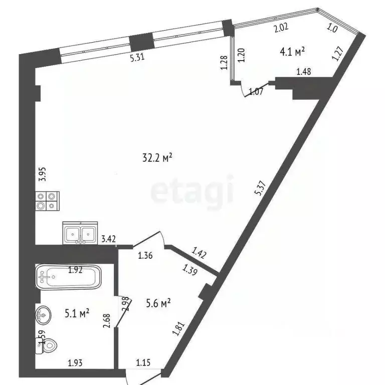 1-к кв. Севастополь ул. Летчиков, 10 (44.0 м) - Фото 2
