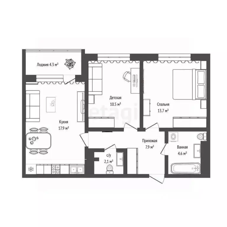 2-к кв. Тюменская область, Тюменский район, д. Патрушева ул. Николая ... - Фото 2