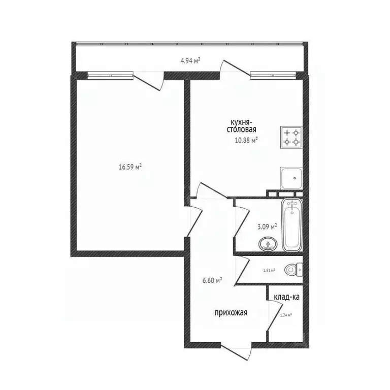 1-к кв. Новосибирская область, Новосибирск ул. Николая Сотникова, 9 ... - Фото 1