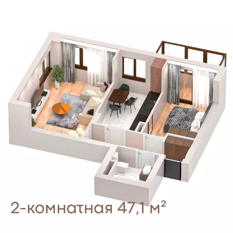 2-комнатная квартира: Пермь, Спартаковская улица, 3 (47.1 м) - Фото 0