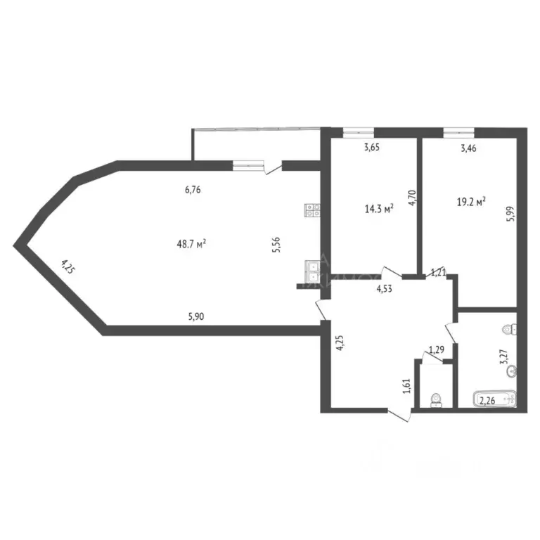 3-к кв. Тюменская область, Тюмень ул. Коммунаров, 35 (108.5 м) - Фото 2