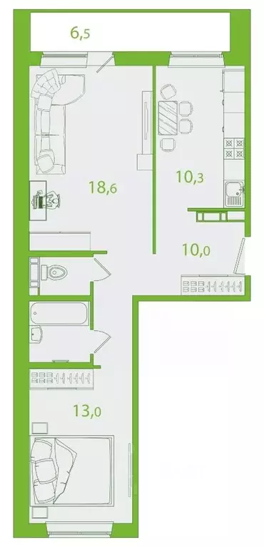 2-к кв. Томская область, Томск ул. Пришвина, 44 (60.06 м) - Фото 0