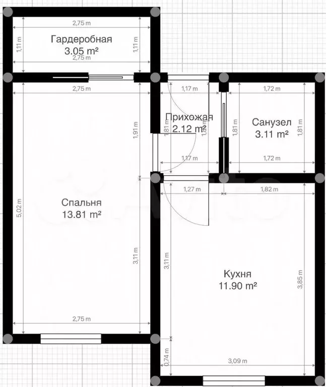 1-к. квартира, 36 м, 4/4 эт. - Фото 0
