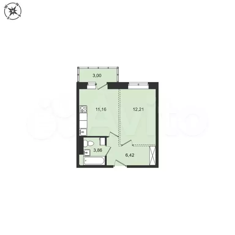 1-к. квартира, 36,7 м, 1/5 эт. - Фото 0