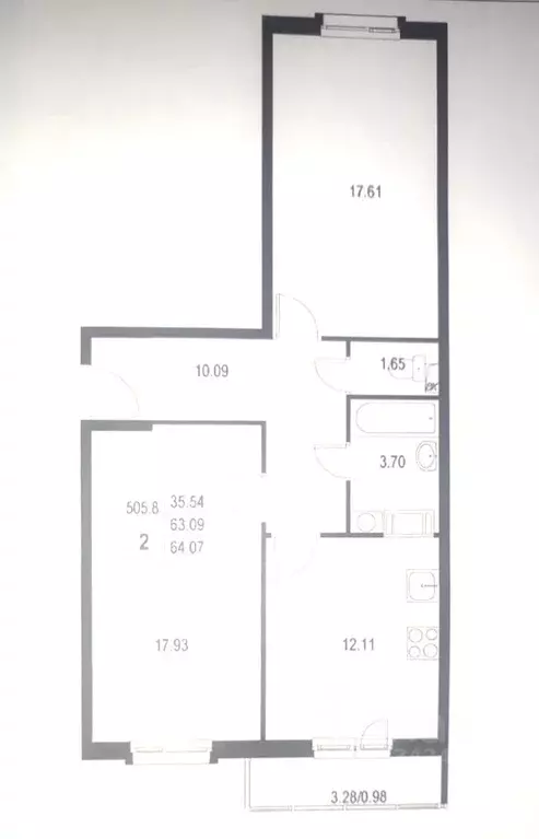 2-к кв. Санкт-Петербург просп. Ветеранов, 169к6 (62.9 м) - Фото 2