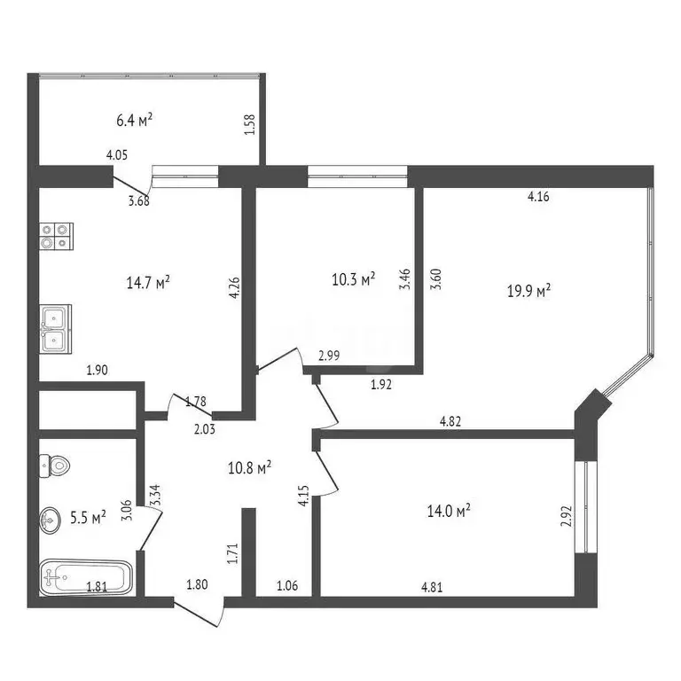 3-комнатная квартира: Анапа, Крепостная улица, 51к1 (75 м) - Фото 1