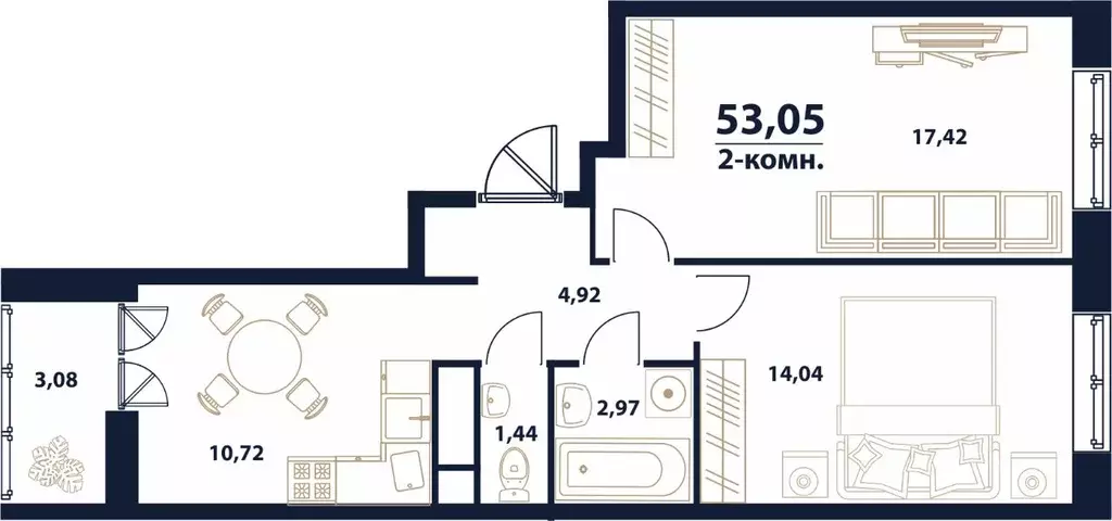 2-к кв. Ульяновская область, Ульяновск Новый Город мкр, 17-й кв-л, ... - Фото 0