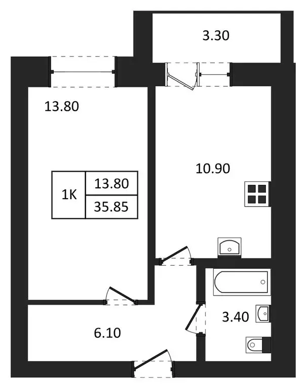 1-комнатная квартира: Новосибирск, улица Семёна Иоаниди, 5 (35.85 м) - Фото 0