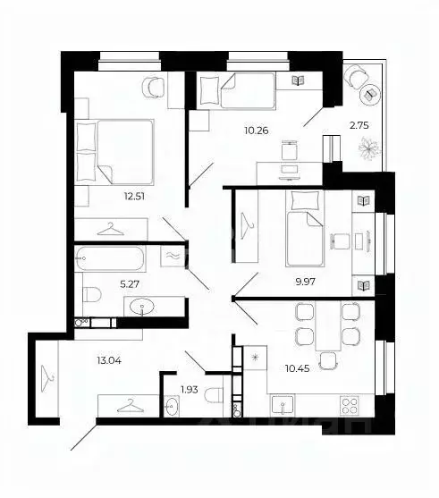 3-к кв. Липецкая область, Липецк ул. Буденного, 8В (63.89 м) - Фото 0