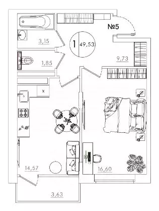 1-к кв. Курская область, Курск Усадебная ул., 2А (48.99 м) - Фото 1