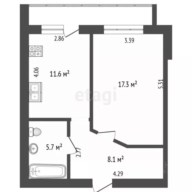 1-к кв. Калужская область, Калуга Академическая ул., 10 (42.7 м) - Фото 2