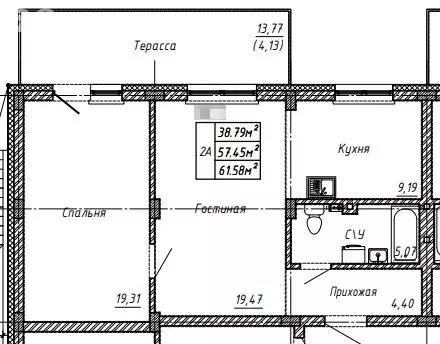 2-комнатная квартира: посёлок Солонцы, Ореховая улица, 4 (57.3 м) - Фото 0