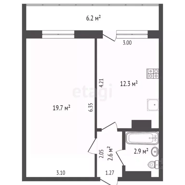 1-к кв. Тюменская область, Тюмень ул. Газовиков, 25к3 (37.5 м) - Фото 2