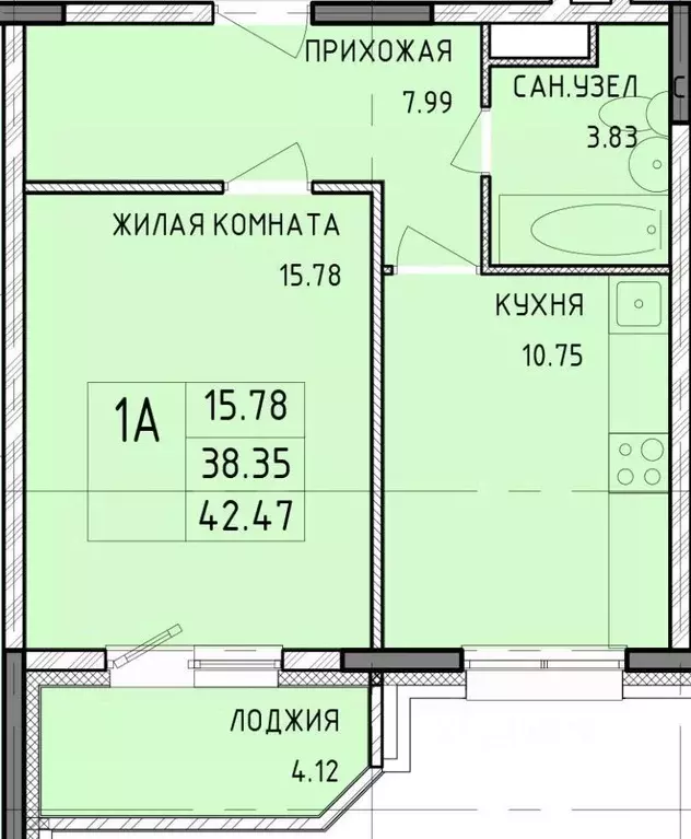 1-к кв. Тульская область, Тула Юго-Восточный мкр, 10 (42.47 м) - Фото 0