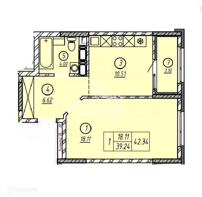 Продаётся 1-к квартира, 42.34 м - Фото 1