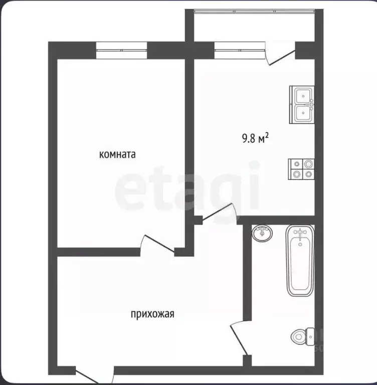 1-к кв. Крым, Евпатория ул. Чапаева, 28Д (37.2 м) - Фото 2