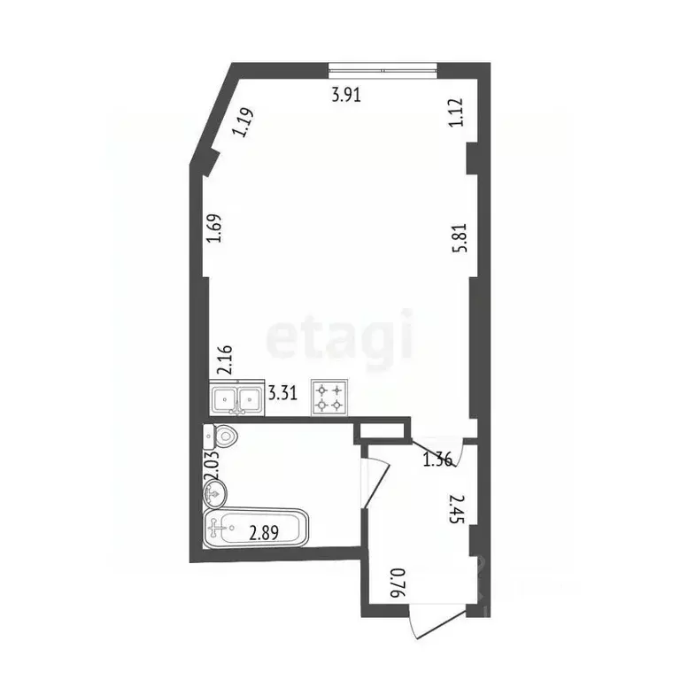 Студия Ленинградская область, Мурино Всеволожский район, ул. Шоссе в ... - Фото 2