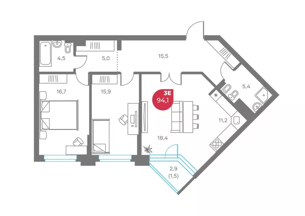 3-комнатная квартира: Пермь, Советская улица, 16А (94.1 м) - Фото 1