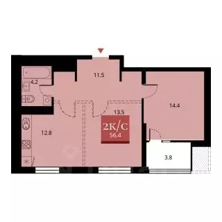 2-к кв. Новосибирская область, Новосибирск ул. Прибрежная, 6 (56.4 м) - Фото 0