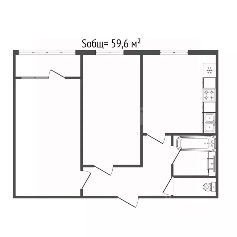 2-к кв. Брянская область, Брянск 2-й Спартаковский пер., 22 (59.6 м) - Фото 2