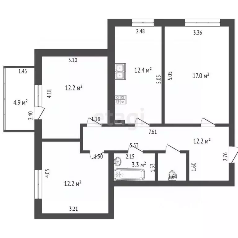 3-к кв. Ростовская область, Ростов-на-Дону Усадебная ул., 2А (71.8 м) - Фото 1