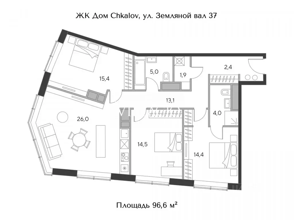 4-к кв. Москва пл. Курского Вокзала, 1 (96.6 м) - Фото 1