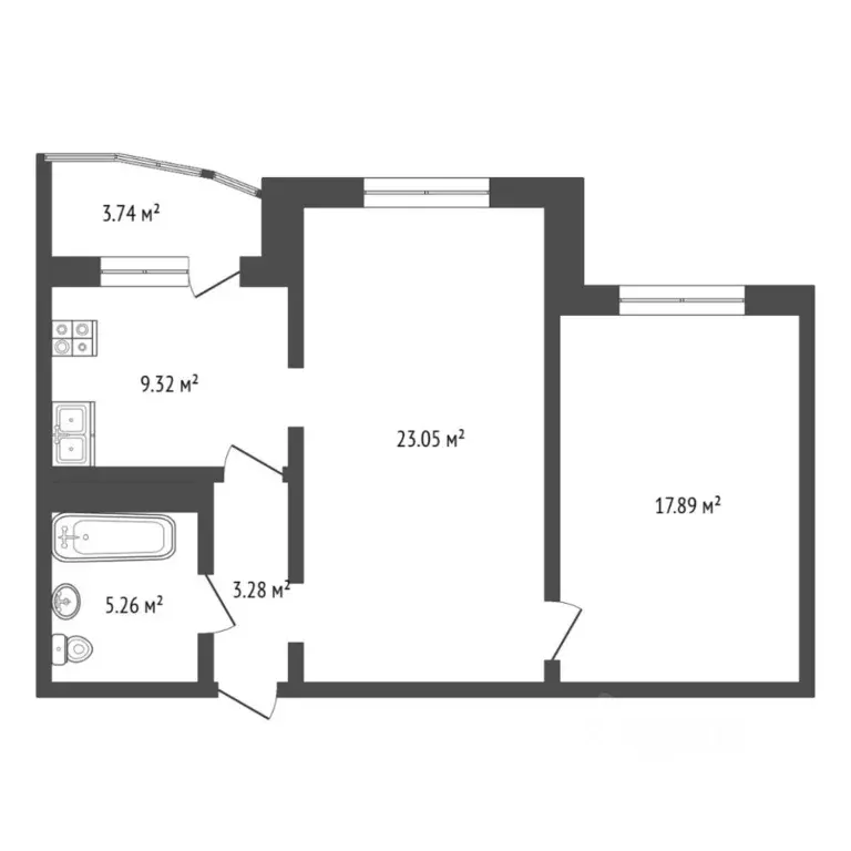 2-к кв. Тюменская область, Тюмень ул. Николая Никитина, 4к1 (58.9 м) - Фото 2