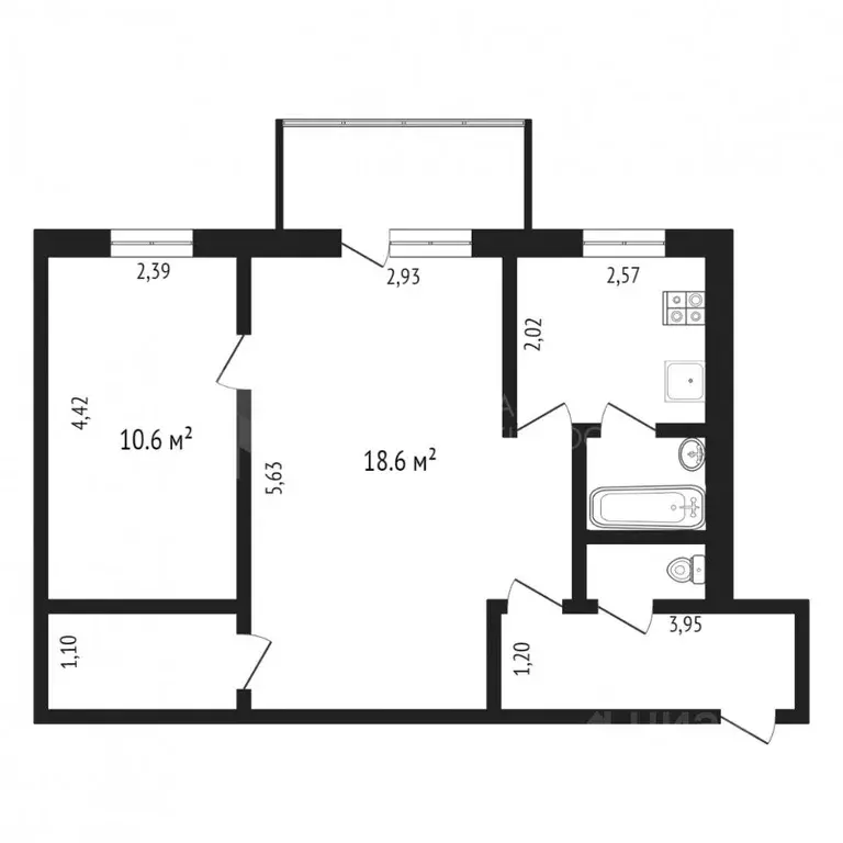 2-к кв. Орловская область, Орел Пожарная ул., 78 (47.1 м) - Фото 1