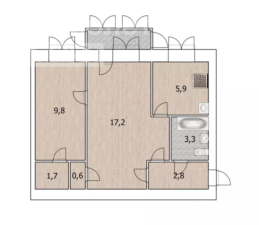 3-к кв. Башкортостан, Уфа Красноводская ул., 7 (41.3 м) - Фото 1