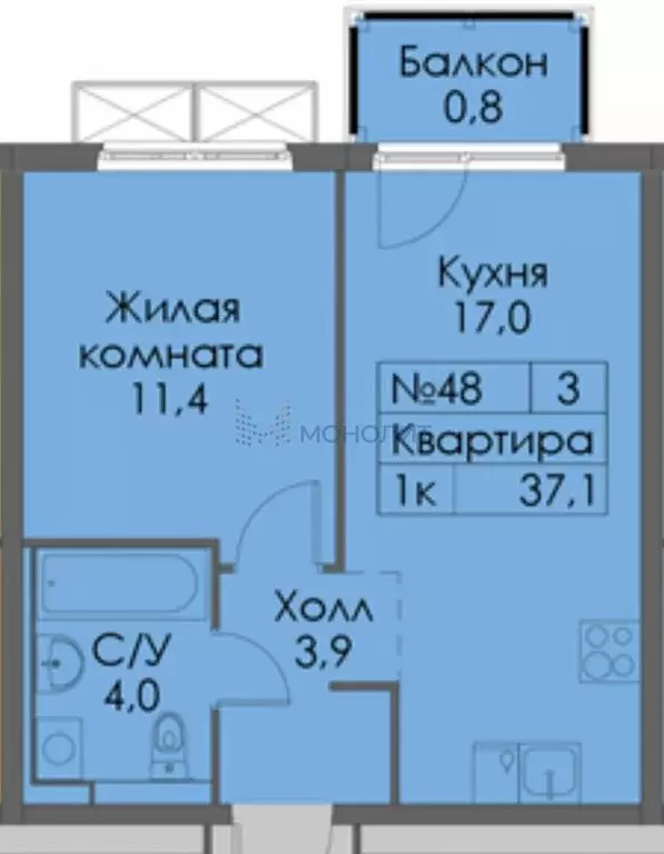 1-комнатная квартира: деревня Утечино, жилой комплекс Савин Парк, к3 ... - Фото 1