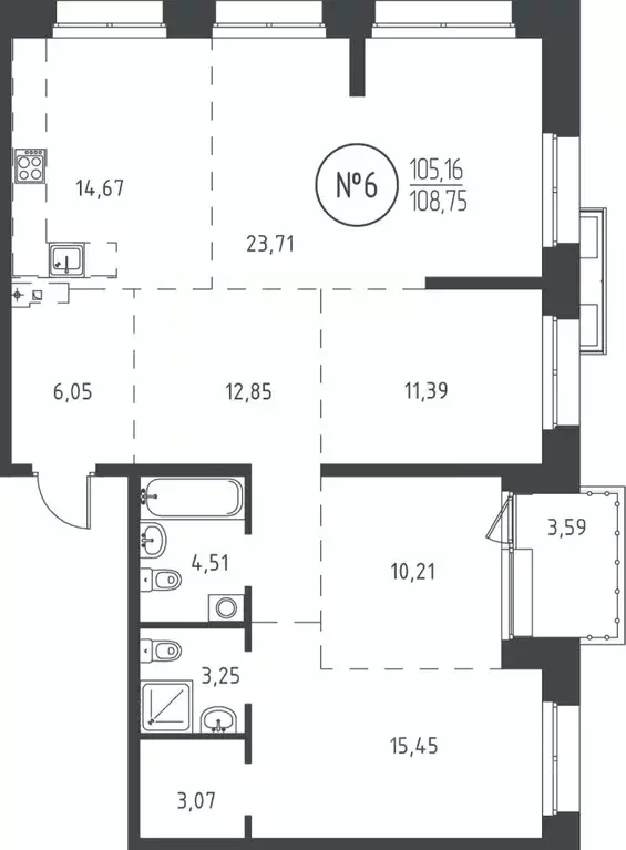 4-к кв. Иркутская область, Иркутск ул. Эдуара Дьяконова, 6 (108.38 м) - Фото 0