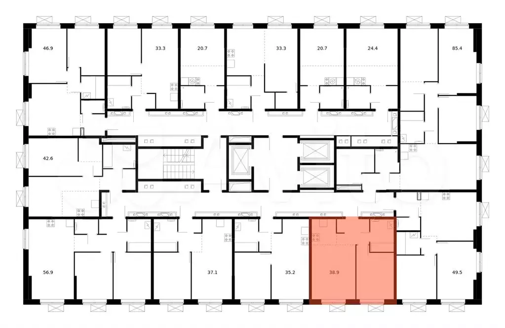 1-к. квартира, 38,9 м, 12/22 эт. - Фото 1