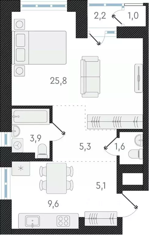 1-к кв. Новосибирская область, Новосибирск ул. Аэропорт, 64 (51.3 м) - Фото 0