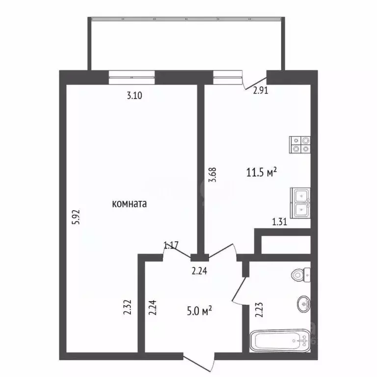 1-к кв. Тюменская область, Тюмень ул. Беляева, 33к1 (36.1 м) - Фото 2
