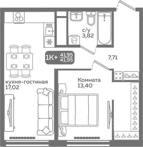 1-к кв. Тюменская область, Тюмень ул. Заполярная, 9/2 (41.95 м) - Фото 0