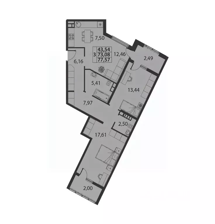 2-к кв. Краснодарский край, Динская ст-ца ул. Спортивная, 2А (77.57 м) - Фото 0
