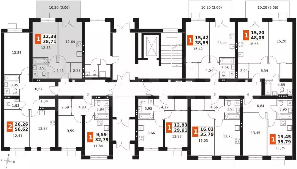 1-к. квартира, 38,7 м, 1/3 эт. - Фото 1