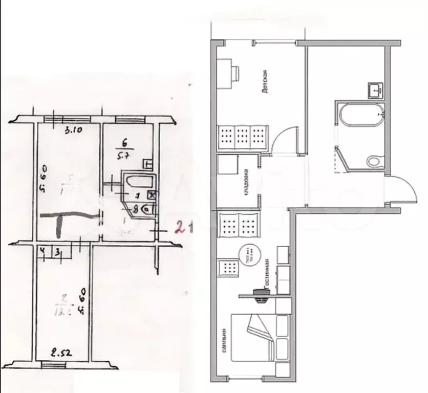 2-к. квартира, 50 м, 1/5 эт. - Фото 0