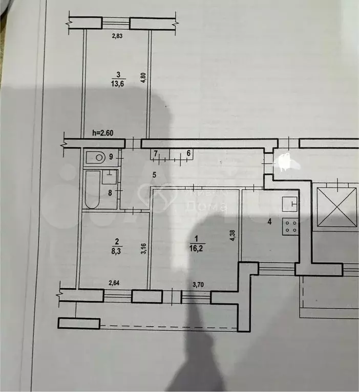 3-к. квартира, 63,5 м, 9/10 эт. - Фото 0
