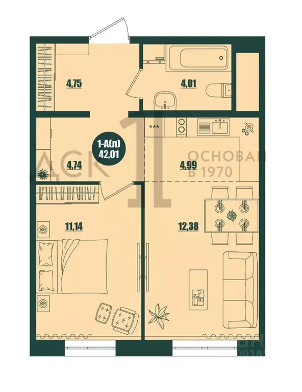 1-к кв. Ханты-Мансийский АО, Сургут 39-й мкр, Крылов жилой комплекс ... - Фото 1