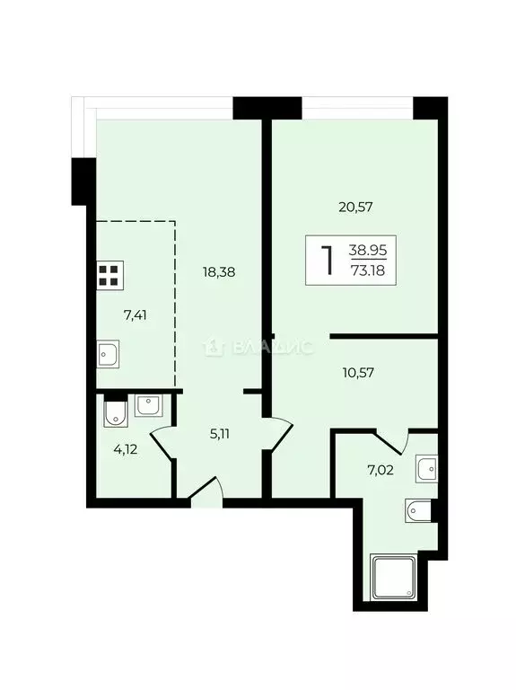 2-комнатная квартира: Москва, проспект Академика Сахарова, 7 (73.2 м) - Фото 1