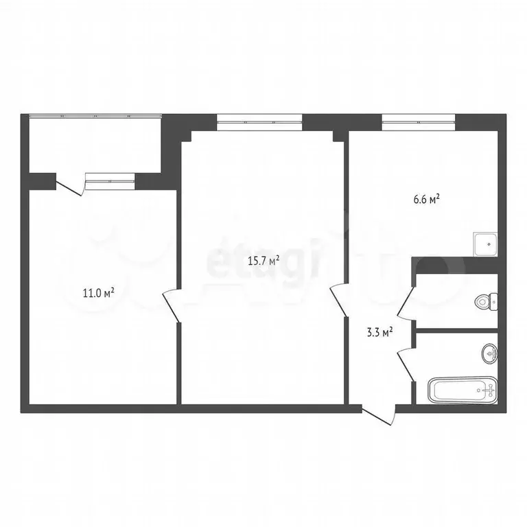 2-к. квартира, 41,1 м, 3/9 эт. - Фото 0
