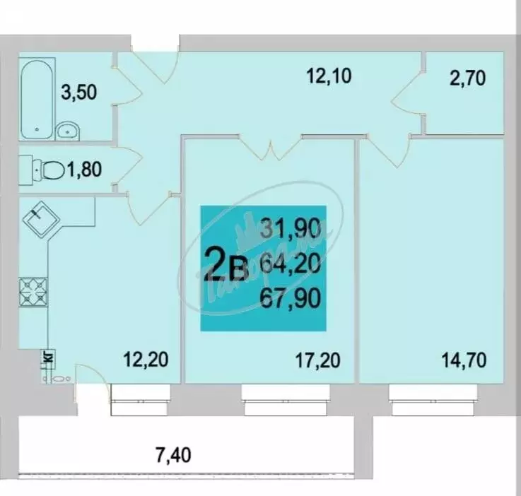 2-комнатная квартира: Калуга, Резванская улица, 7 (68 м) - Фото 1