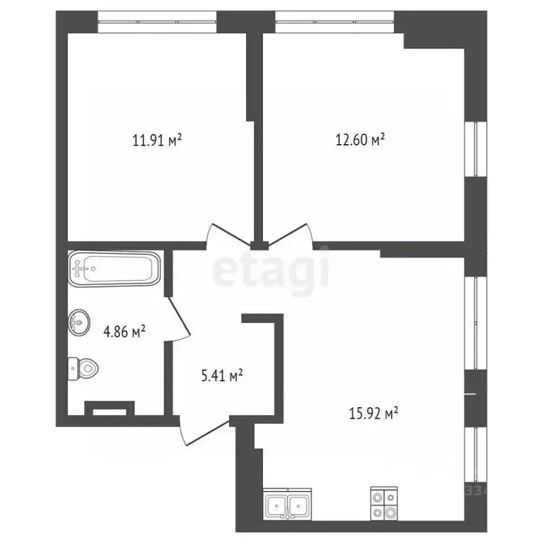 2-к кв. Тюменская область, Тюмень ул. Владислава Крапивина, 9 (50.7 м) - Фото 2