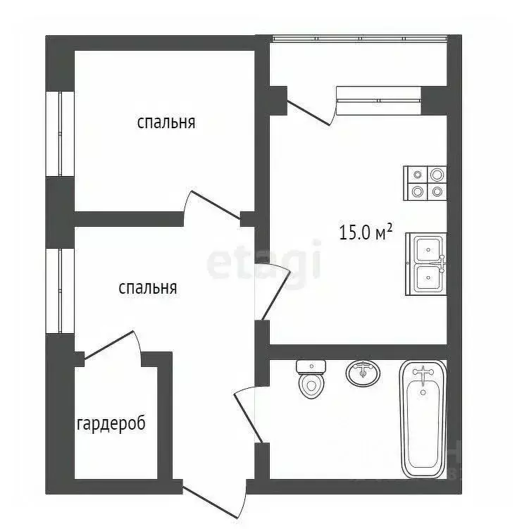 2-к кв. Ростовская область, Ростов-на-Дону ул. Вагулевского, 37 (41.0 ... - Фото 1