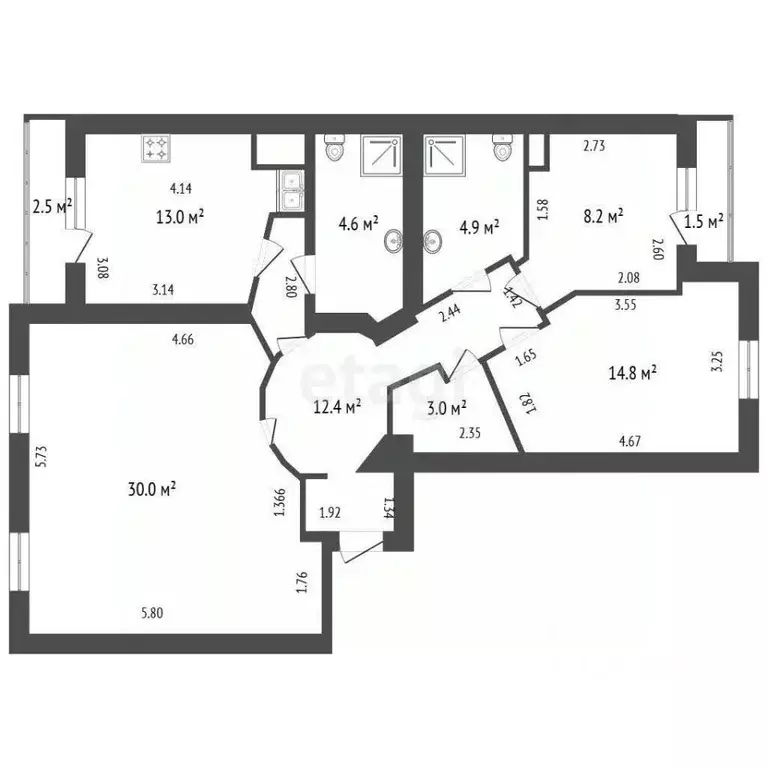 3-к кв. Санкт-Петербург Северный просп., 93 (93.0 м) - Фото 2
