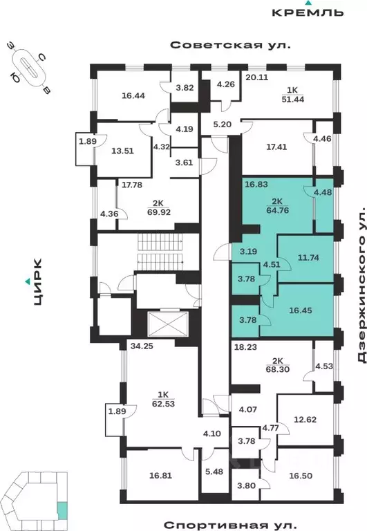 2-к кв. Тульская область, Тула ул. Болотникова, 4 (64.76 м) - Фото 2